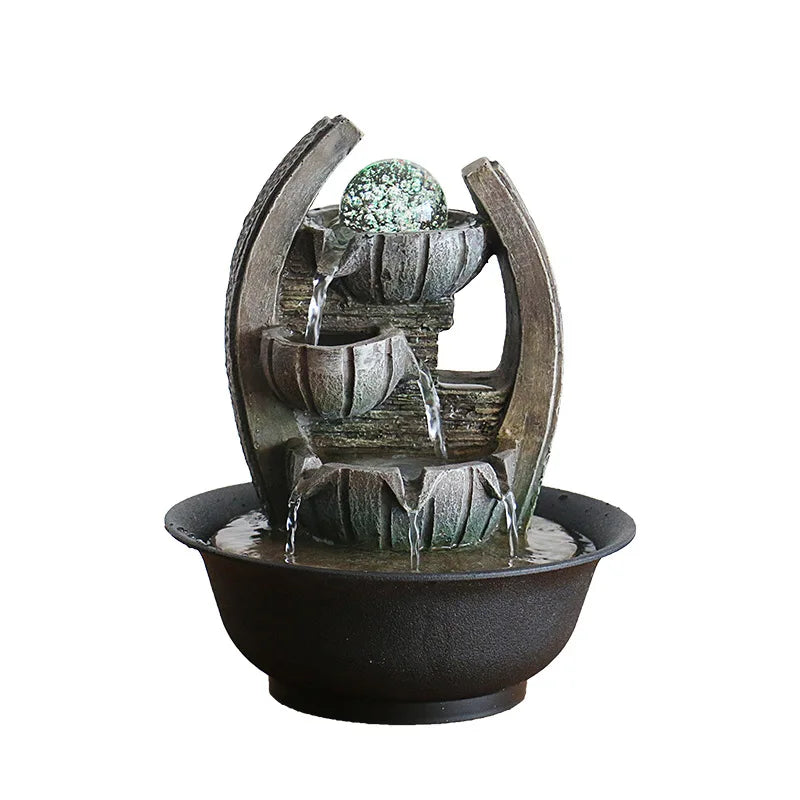 ATELIER-TIBET – Fontaine à Eau Cascade d’Intérieur Design Boule avec LED et Pompe Silencieuse