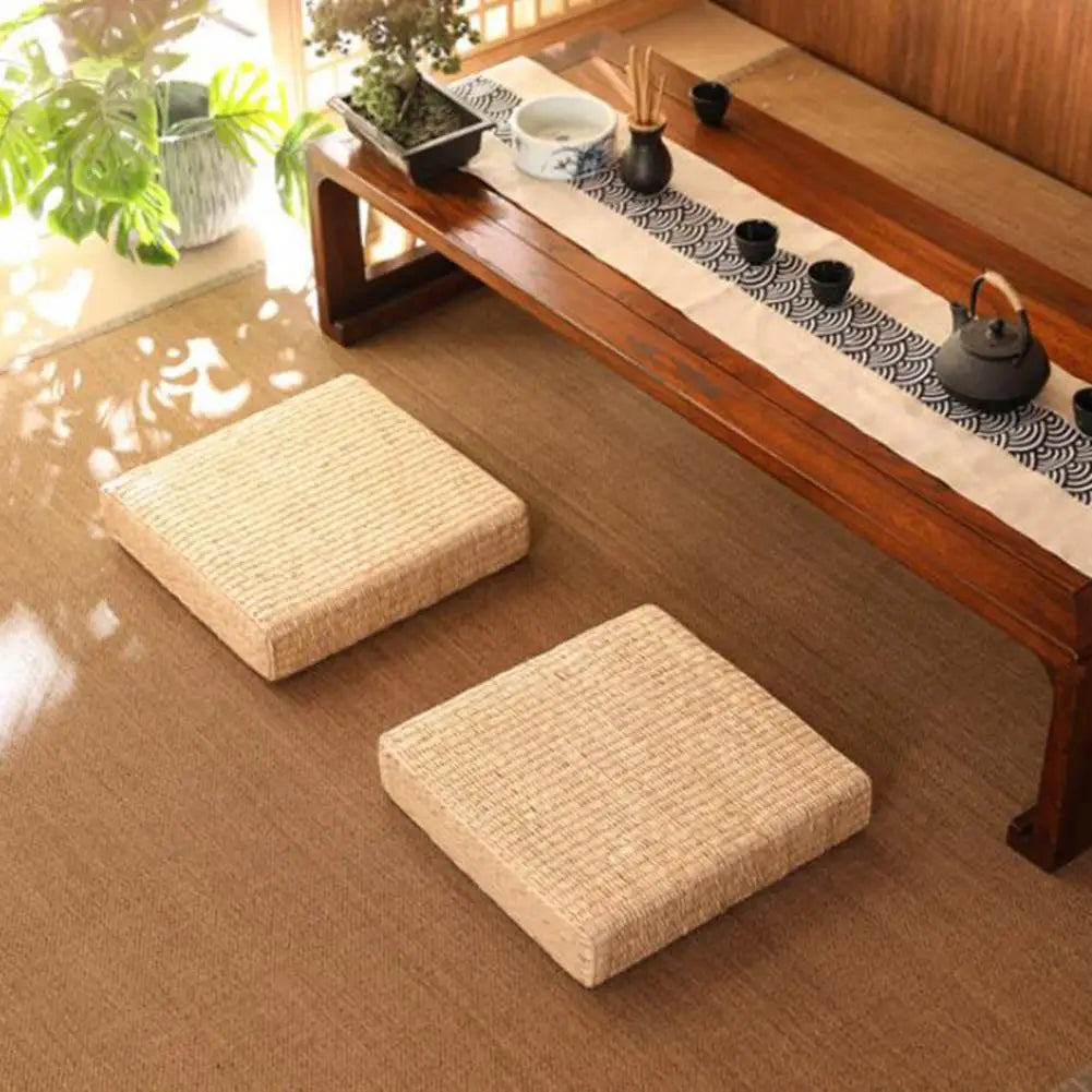 ATELIER-TIBET — Coussin Japonais Tatami 40 × 40 cm | Assise Naturelle & Tradition Zen