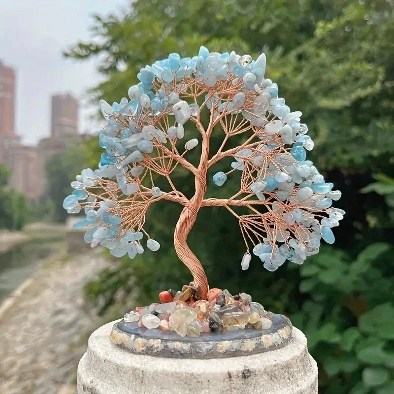 ATELIER-TIBET – Arbre de Vie en Aigue-Marine décoratif