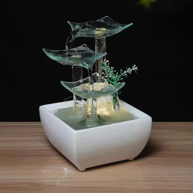 ATELIER-TIBET – Fontaine Japonaise Élégante d’Intérieur en Céramique & Verre avec Pompe Silencieuse