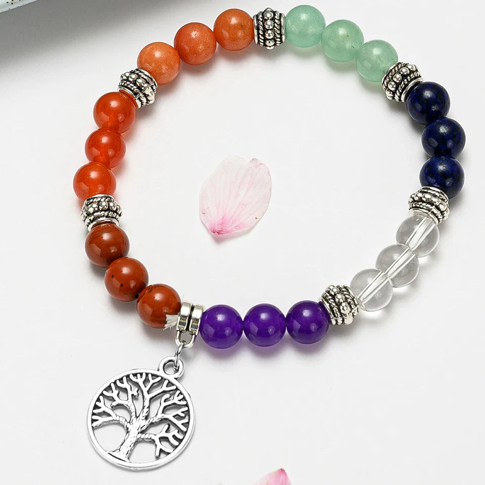 ATELIER-TIBET – Bracelet 7 Chakras Arbre de Vie en Pierres Naturelles