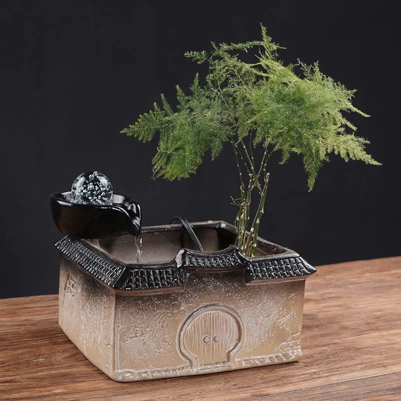 ATELIER-TIBET Fontaine Japonaise Artisanale en Céramique – Sérénité, Équilibre et Harmonie Zen