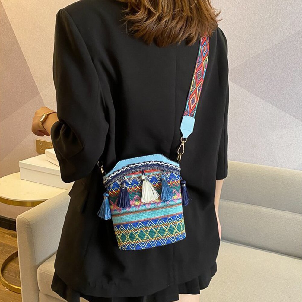ATELIER-TIBET – Sac à bandoulière femme ethnique tissé à la main – Polyester – 28,5 cm