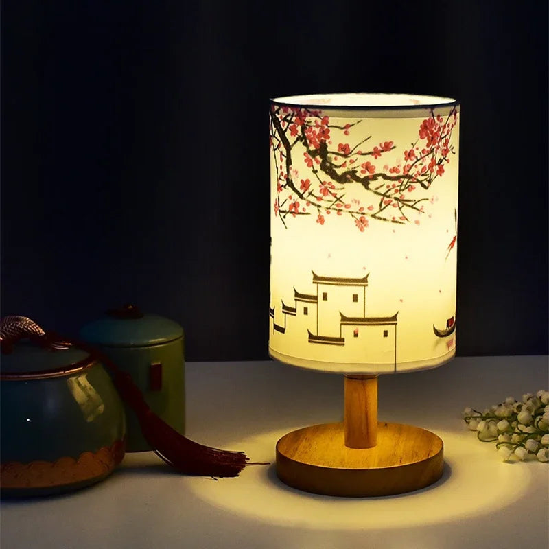 ATELIER-TIBET – Lampe Japonaise en Tissu & Bois, Lumière Douce et Ambiance Zen