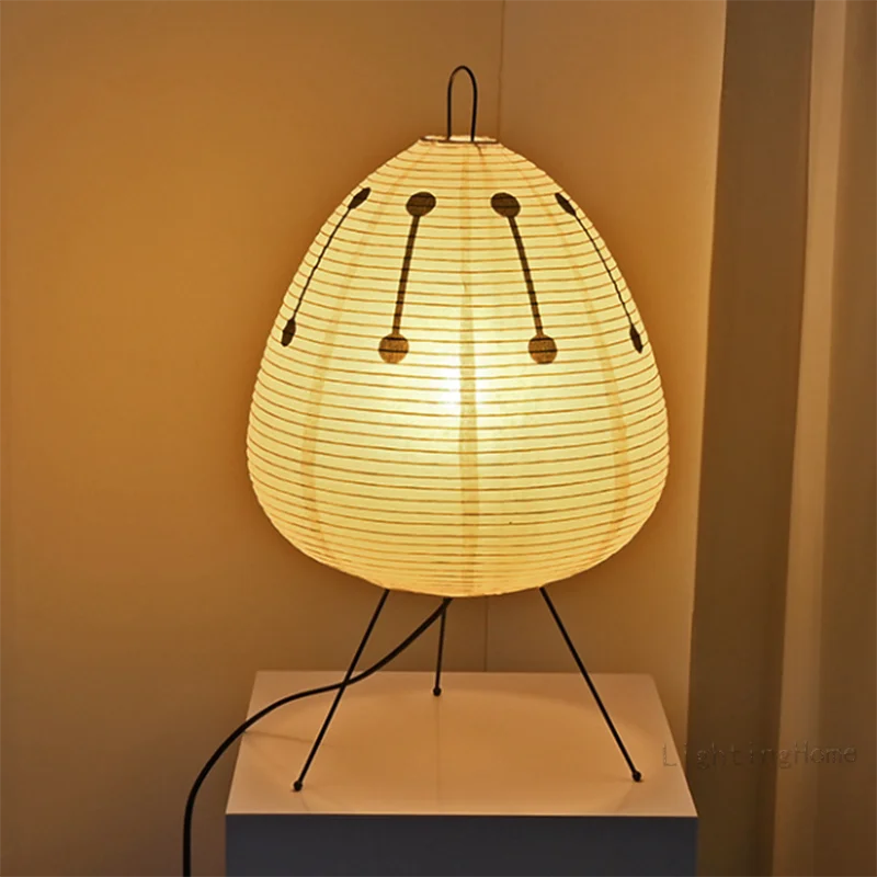 ATELIER-TIBET – Lampe Design Japonaise Minimaliste en Papier de Riz, Métal & Tissu
