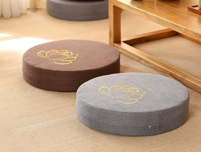 ATELIER-TIBET — Coussin Japonais pour S’asseoir Motif Floral 40 cm | Assise Traditionnelle Zen