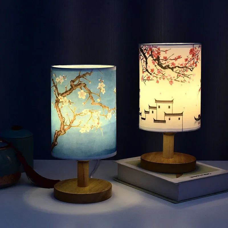 ATELIER-TIBET – Lampe Japonaise en Tissu & Bois, Lumière Douce et Ambiance Zen