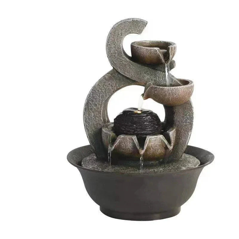 ATELIER-TIBET – Fontaine à Eau Cascade d’Intérieur Minimaliste en Résine & ABS avec Pompe Silencieuse