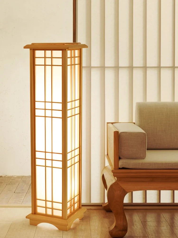 ATELIER-TIBET – Lampe Japonaise en Bois Luminaire Épuré, Lumière Douce et Ambiance Zen