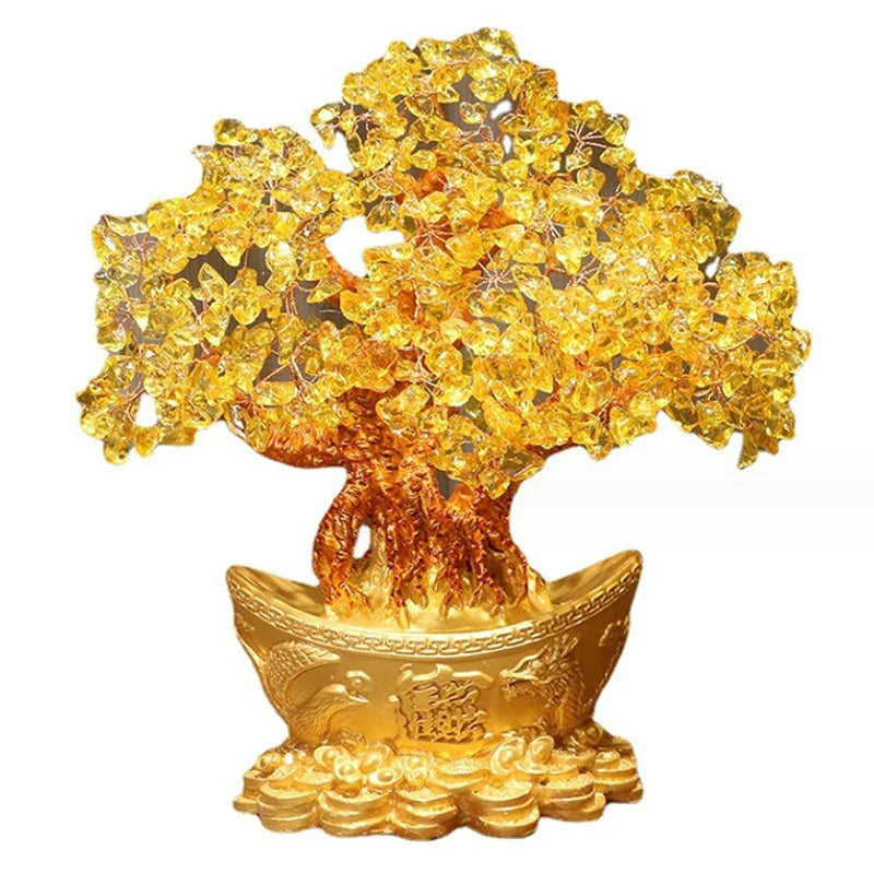 ATELIER-TIBET – Arbre d’Abondance Feng Shui en Cristaux Dorés