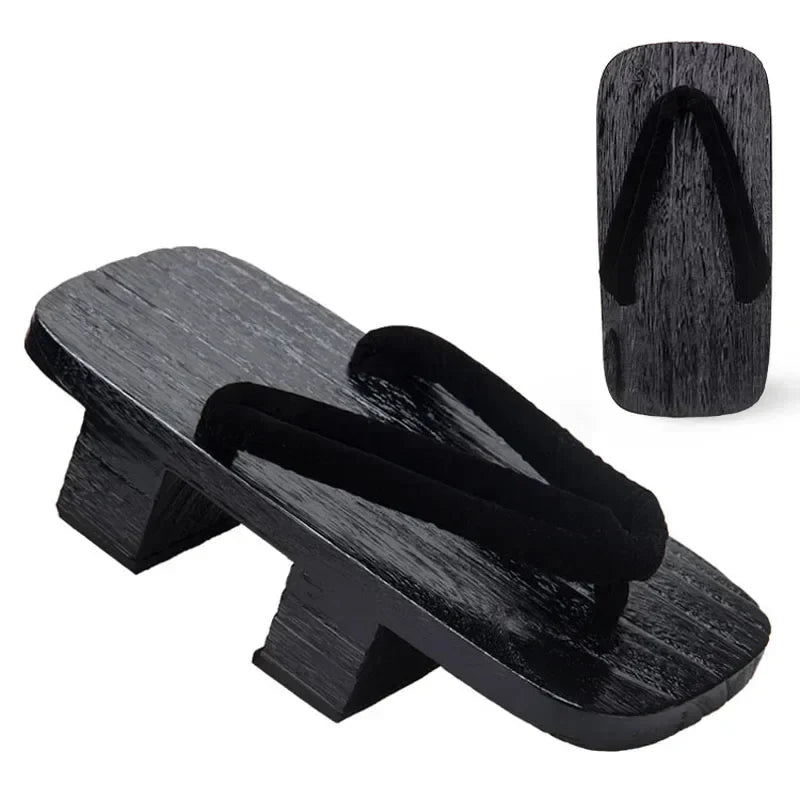 ATELIER-TIBET – Geta Japonais Noir en Bois de Paulownia & Caoutchouc