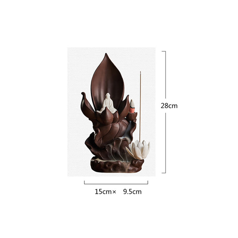 ATELIER-TIBET – Brûleur d’Encens Bouddha Lotus en Argile Violet – Porte-Encens Zen & Méditation
