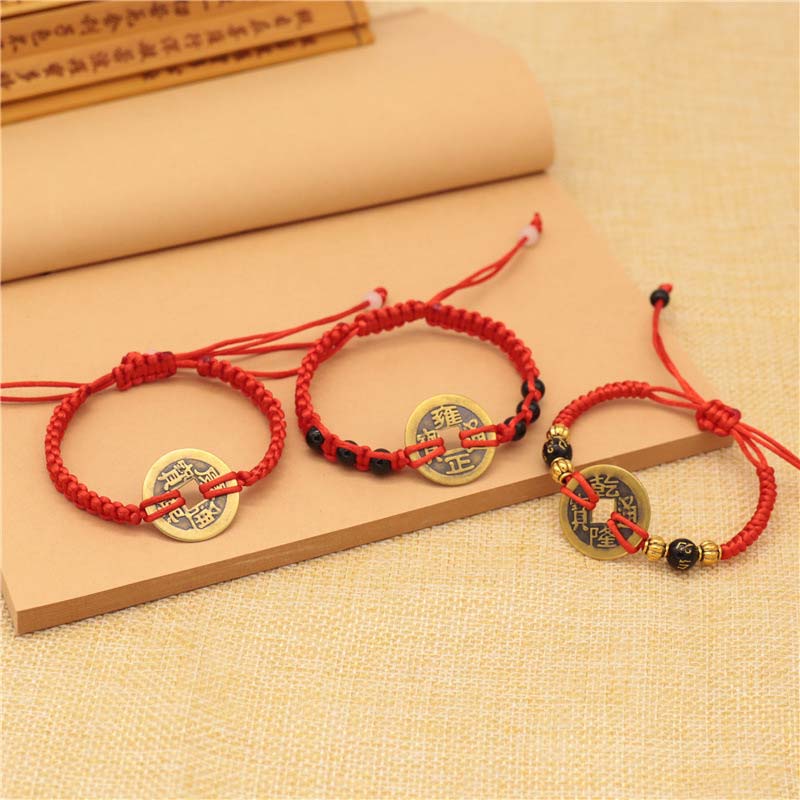 ATELIER-TIBET – Bracelet Fil Rouge avec Pièce de Cuivre – Protection & Prospérité