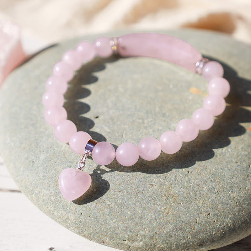 ATELIER-TIBET – Bracelet en Améthyste Naturelle Forme Cœur 8 mm, Perles Artisanales