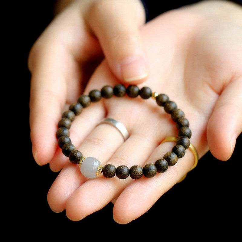 ATELIER-TIBET – Bracelet Force & Calme en Jade Naturel et Bois d’Agar | Équilibre & Sérénité