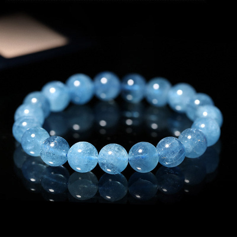 ATELIER-TIBET – Bracelet Paix en Aigue-Marine Naturelle 8 mm | Clarté & Sérénité Symbolique