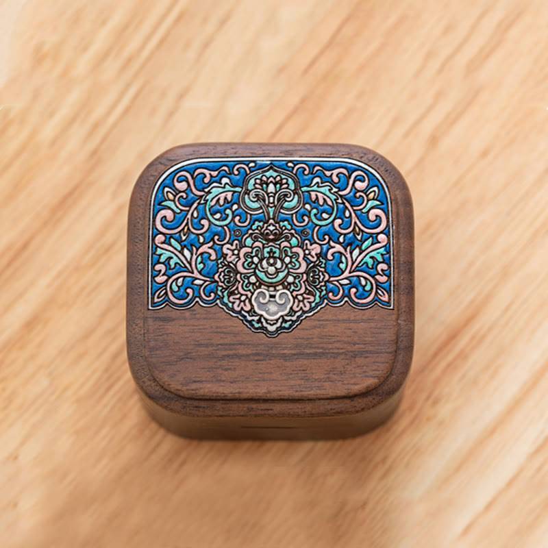ATELIER-TIBET Boîte de rangement de bijoux en bois de noyer noir fait à la main rétro, boîte-cadeau en bois de feuille