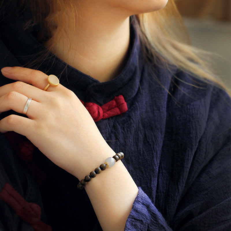 ATELIER-TIBET – Bracelet Force & Calme en Jade Naturel et Bois d’Agar | Équilibre & Sérénité