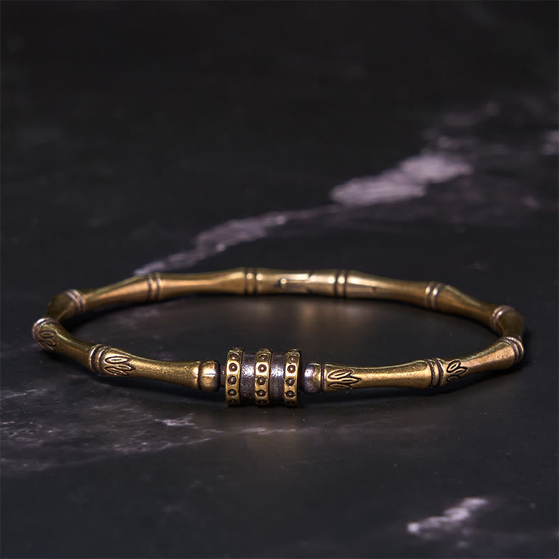 ATELIER-TIBET – Bracelet Jonc Lotus en Cuivre & Bambou – Ajustable – Symbole de Paix et d’Éveil