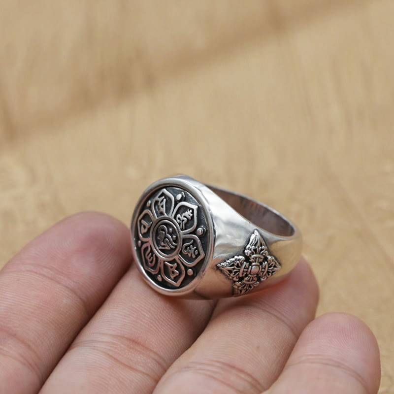 ATELIER-TIBET – Bague Rotative Ajustable Om Mani Padme Hum en Cuivre – Anneau de Méditation Unisexe