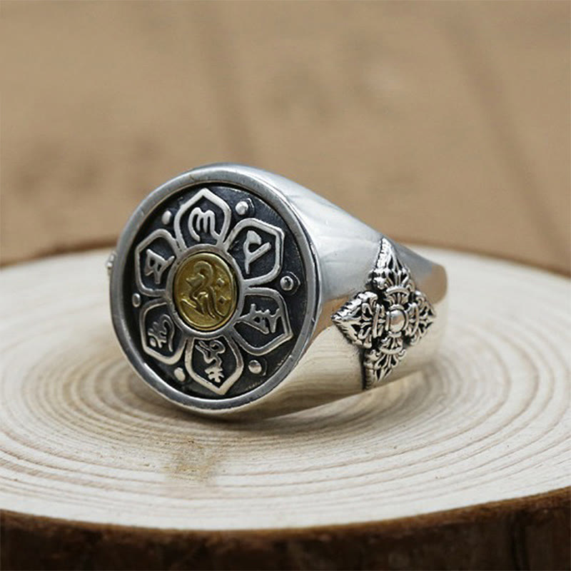 ATELIER-TIBET – Bague Rotative Ajustable Om Mani Padme Hum en Cuivre – Anneau de Méditation Unisexe
