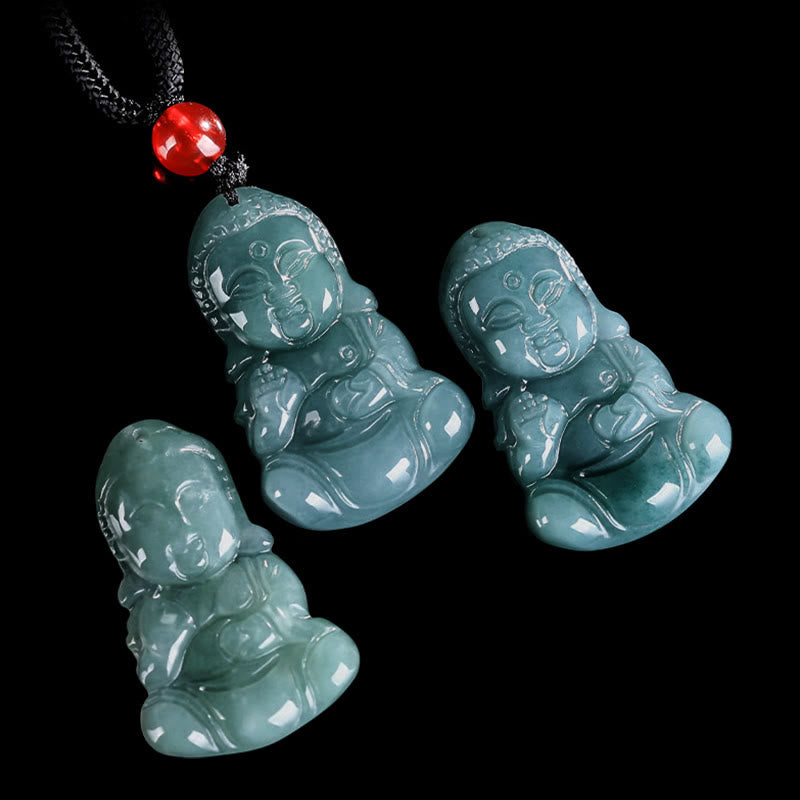 ATELIER-TIBET – Collier Bouddha de la Prospérité en Jade Naturel Ajustable