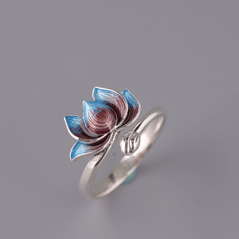ATELIER-TIBET Bague Lotus Ajustable Argent 925 – Harmonie & Équilibre