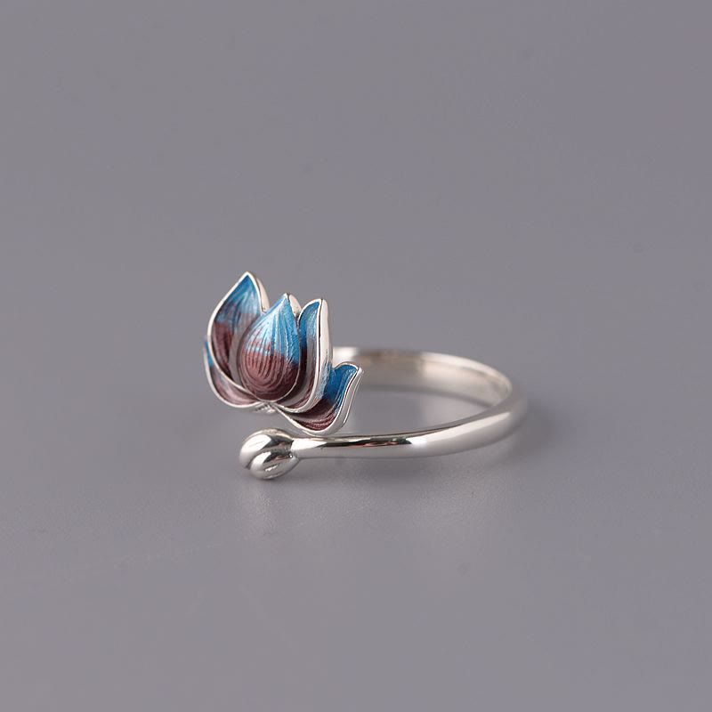 ATELIER-TIBET Bague Lotus Ajustable Argent 925 – Harmonie & Équilibre