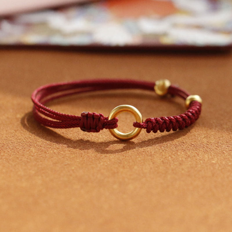 ATELIER-TIBET – Bracelet Fil Rouge Ajustable avec Boucle de Paix, Protection & Chance