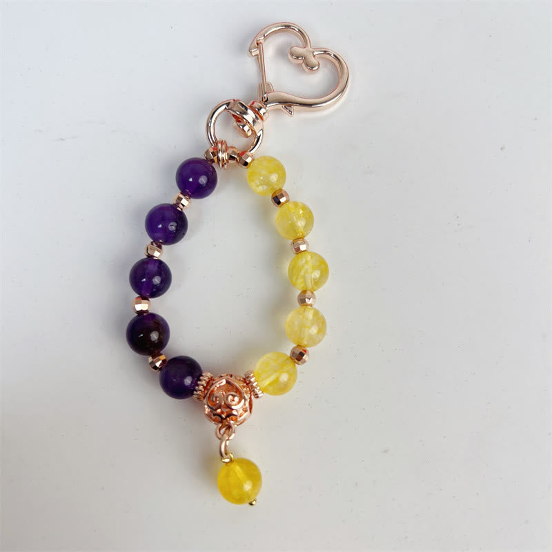 ATELIER-TIBET – Porte-Clés Améthyste & Citrine Naturelles