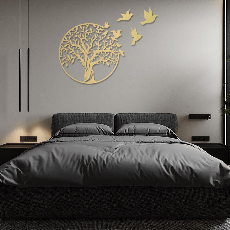 ATELIER-TIBET Pierre Arbre de vie Oiseaux Signe Cadeau de pendaison de crémaillère Art mural de l'unité