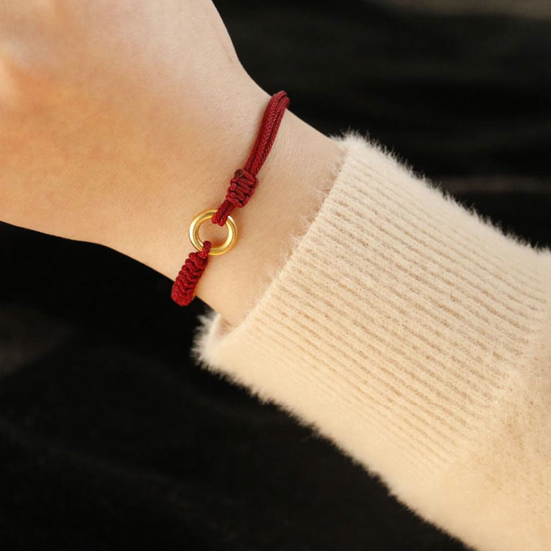 ATELIER-TIBET – Bracelet Fil Rouge Ajustable avec Boucle de Paix, Protection & Chance