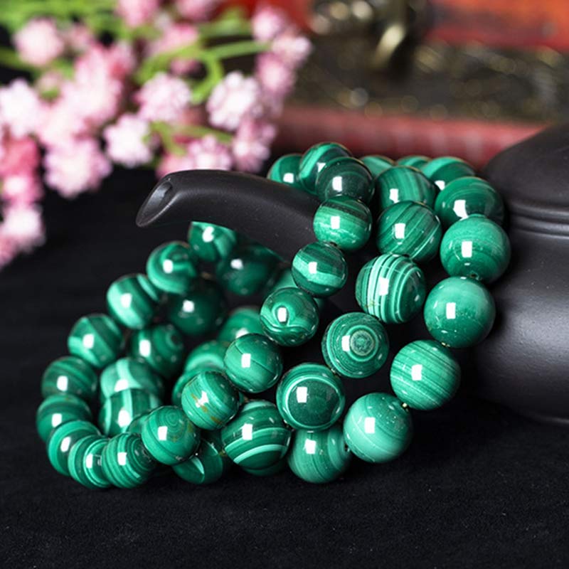 ATELIER-TIBET – Bracelet en Malachite Naturelle 12 mm | Équilibre & Protection Symbolique