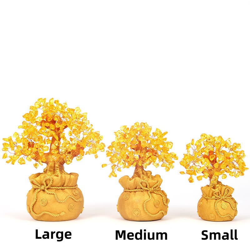 ATELIER-TIBET Citrine naturelle Ornement de pierre précieuse pour arbre à argent - Feng Shui pour la prospérité