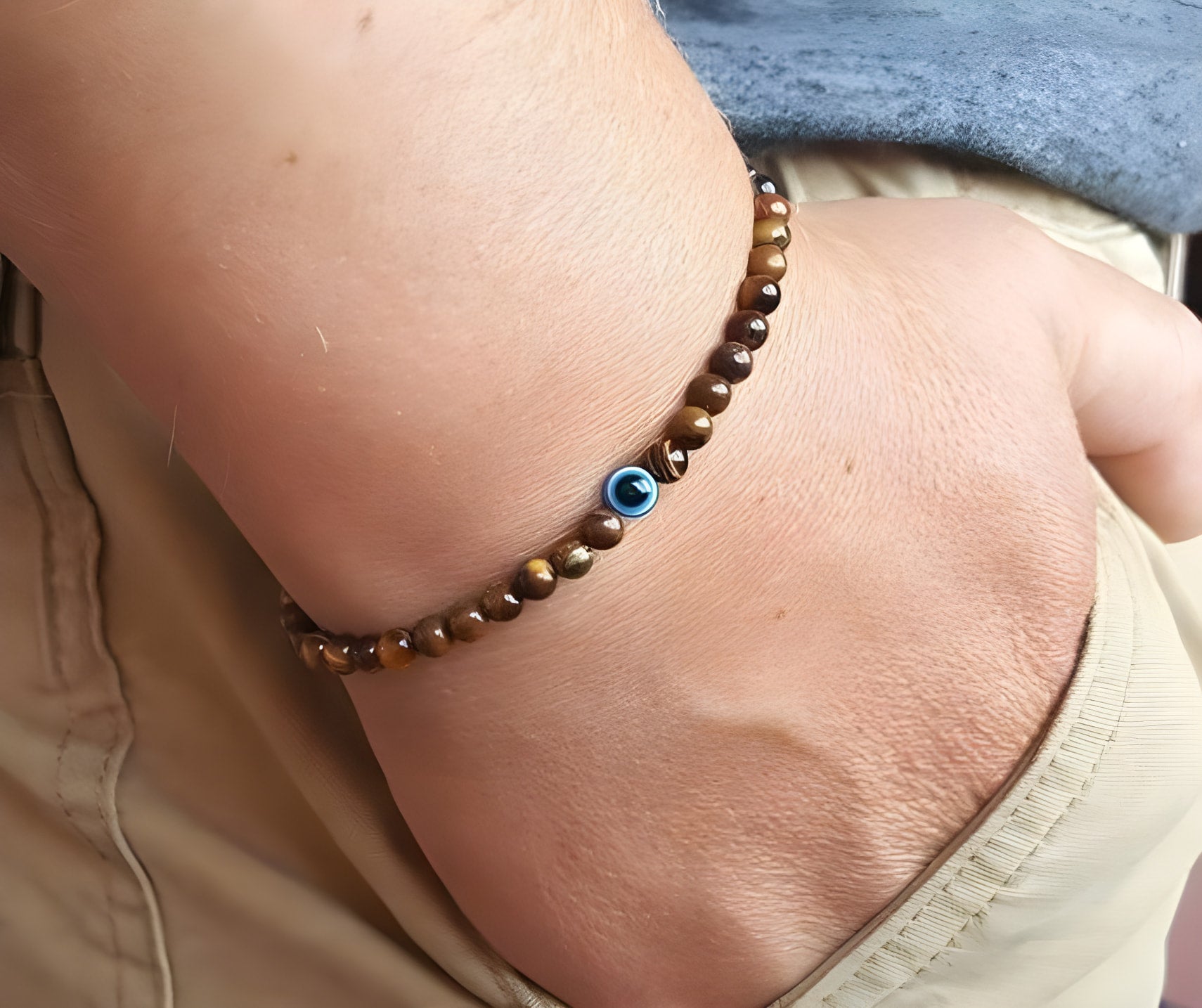 ATELIER-TIBET – Bracelet en Onyx Noir & Symbole du Mauvais Œil (Perles 4 mm)