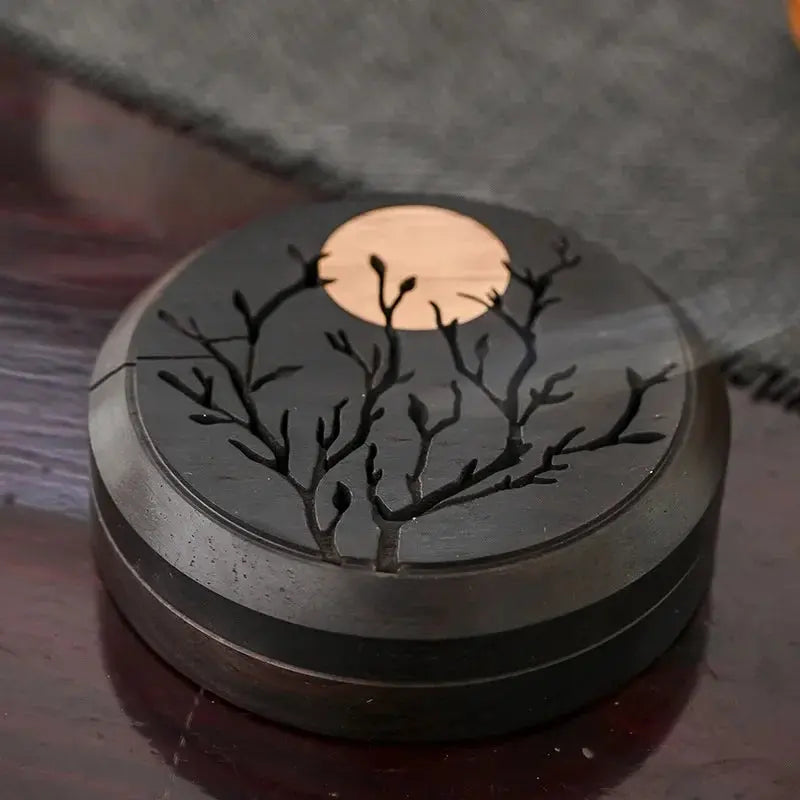 ATELIER-TIBET – Brûleur d’Encens en Bois de Santal Zen, Boîte Décorative Sculptée