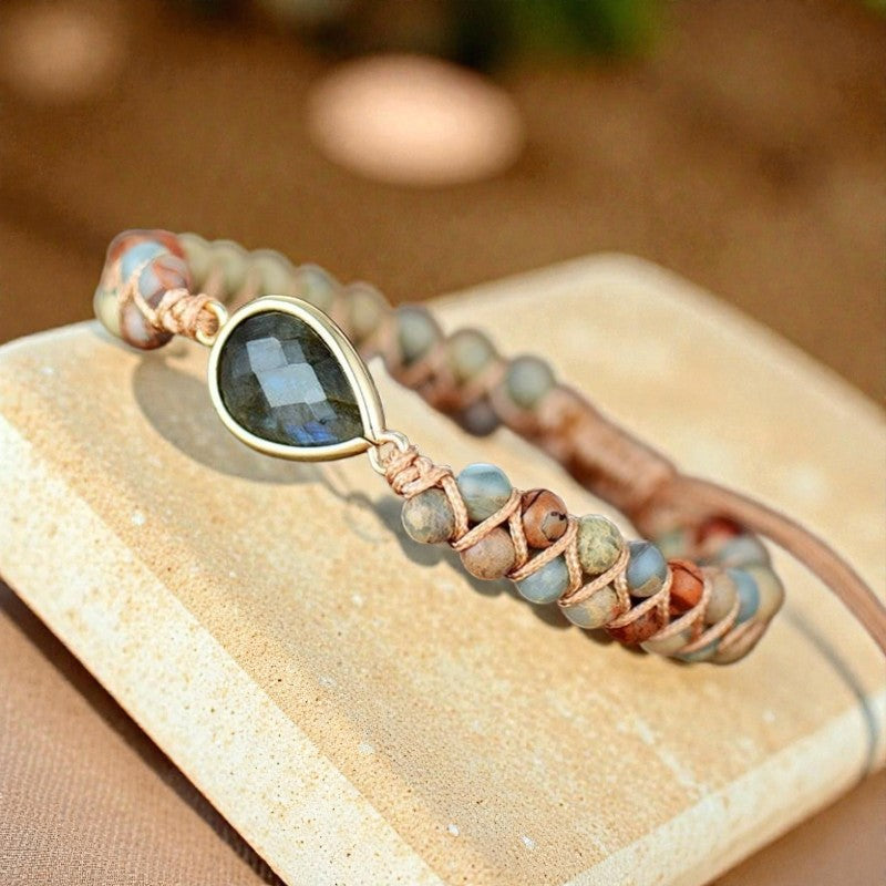 ATELIER-TIBET – Bracelet Tressé Audace en Jaspe & Labradorite