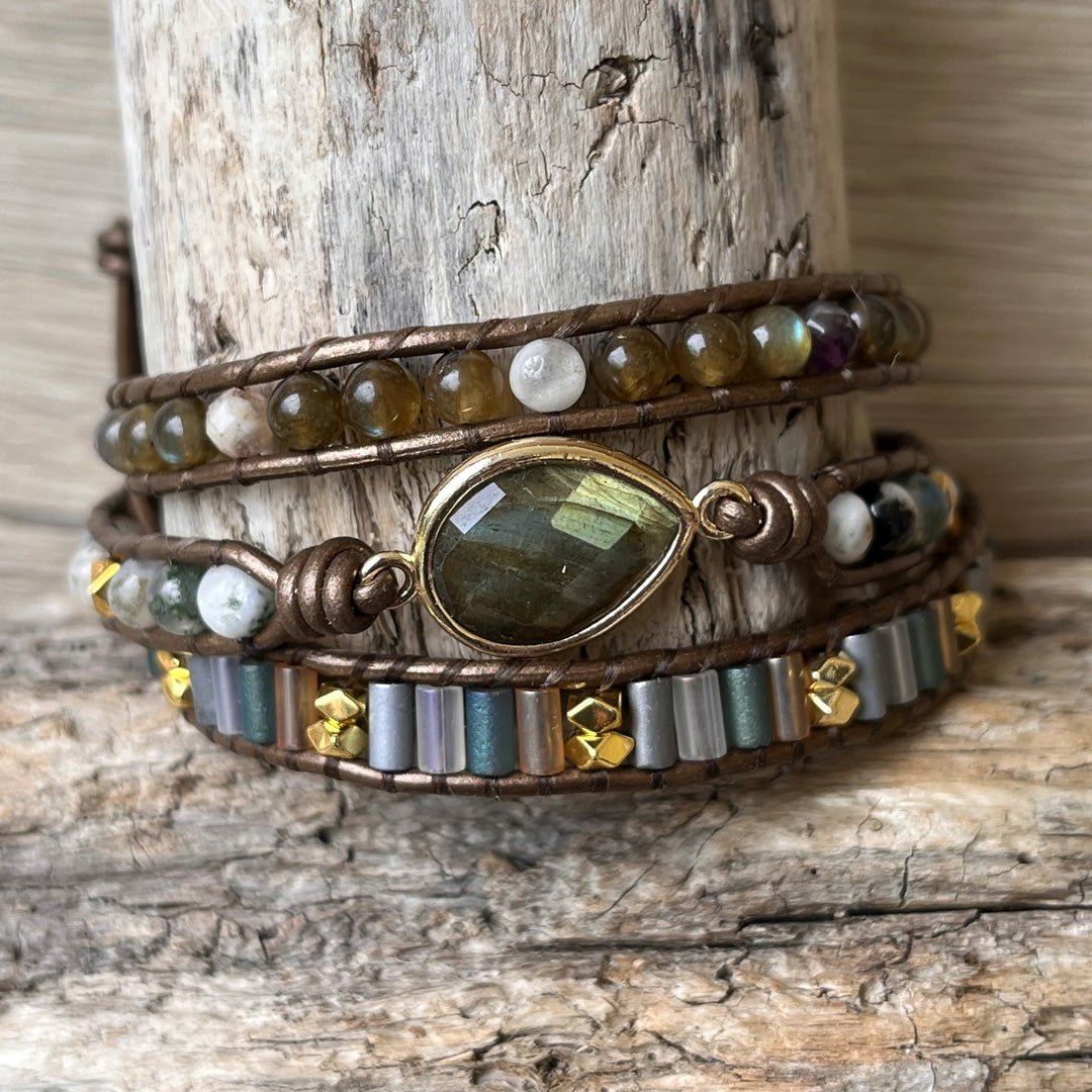 ATELIER-TIBET – Bracelet Wrap Protection en Labradorite