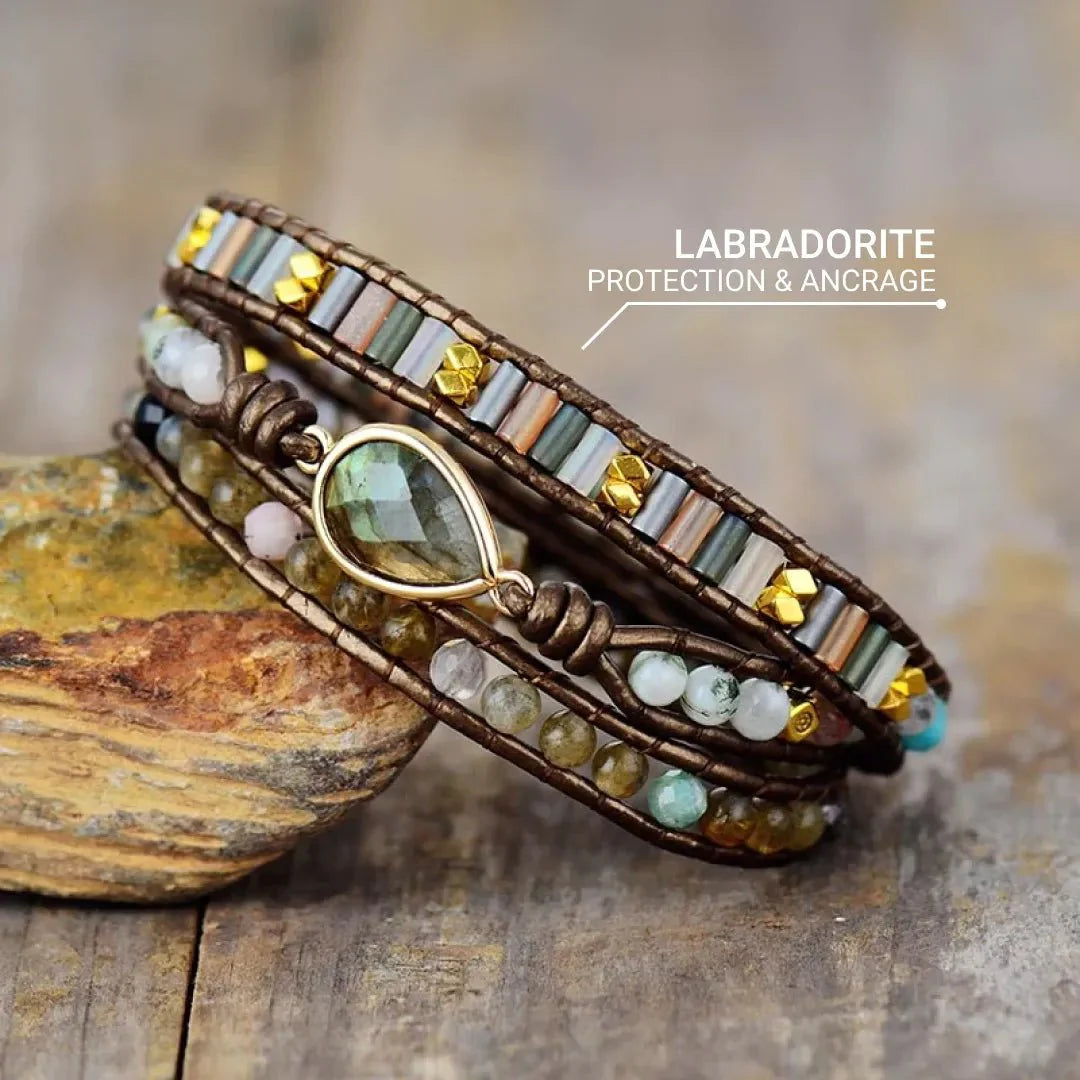 ATELIER-TIBET – Bracelet Wrap Protection en Labradorite