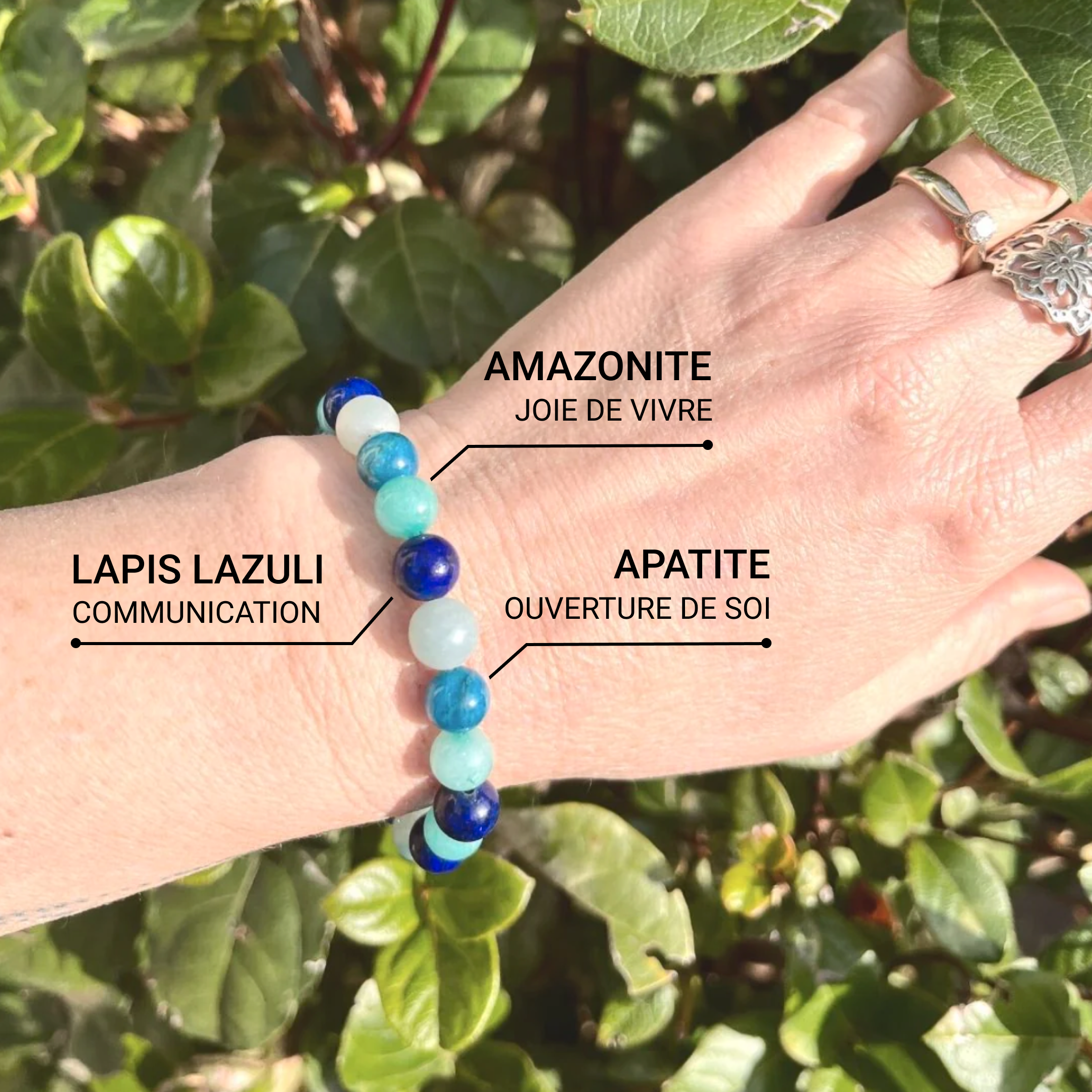 ATELIER-TIBET – Bracelet Océan en Amazonite, Lapis Lazuli, Aigue-Marine & Apatite