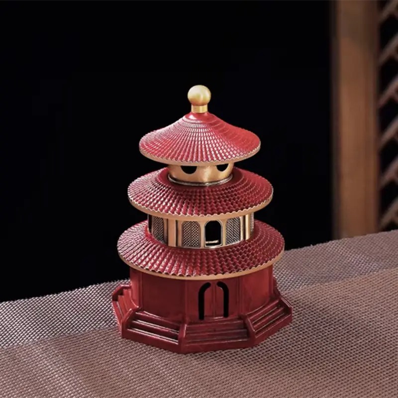 ATELIER-TIBET – Brûleur d’Encens en Laiton Pagode Antique, Aura Sacrée & Intemporelle