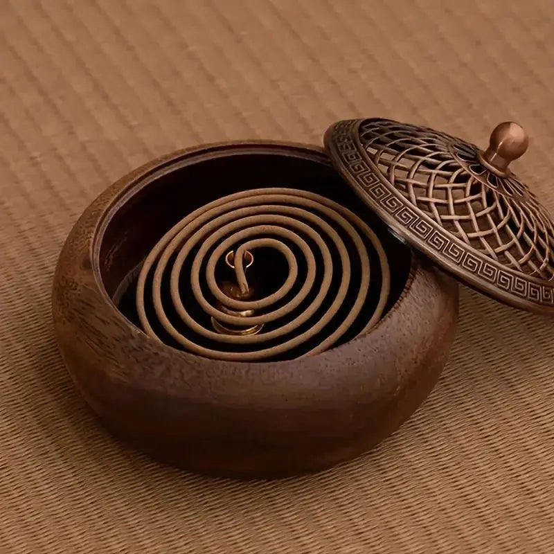 ATELIER-TIBET – Brûleur d’Encens Artisanal en Bois de Noyer, Élégance Naturelle