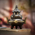 ATELIER-TIBET – Brûleur d’Encens Feng Shui en Cuivre, Symbole Tai Chi & Ba Gua