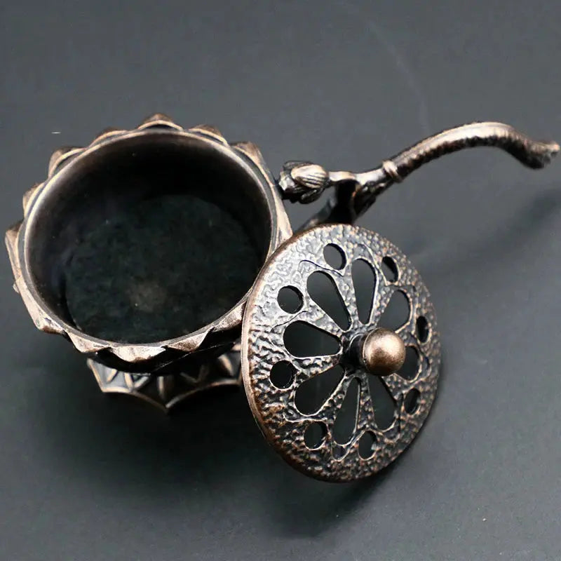 ATELIER-TIBET – Brûleur d’Encens Lotus en Laiton Rétro, Élégance Zen & Tradition Orientale