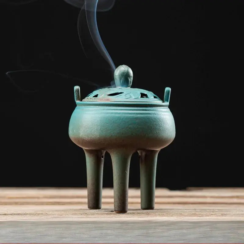 ATELIER-TIBET – Brûleur d’Encens Tripode en Céramique Zen pour Intérieur