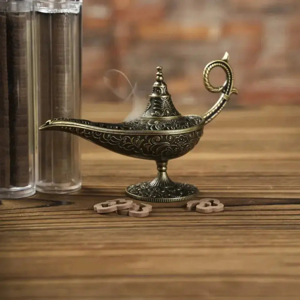 ATELIER-TIBET – Brûleur d’Encens Lampe Antique en Métal, Élégance & Tradition