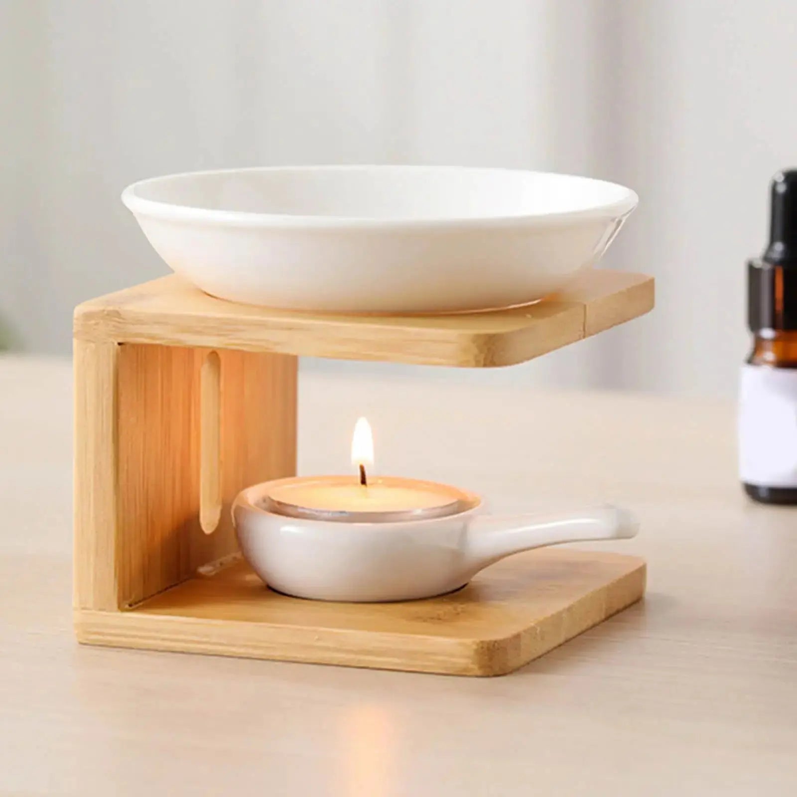 ATELIER-TIBET Diffuseur à Chaleur Douce en Bois et Céramique – Élégance Naturelle &amp; Parfum Subtil