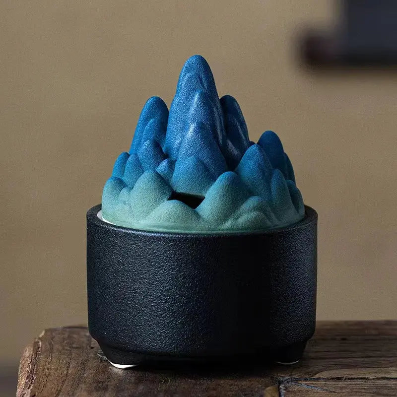 ATELIER-TIBET – Brûleur d’Encens Montagne en Céramique Dégradée, Ambiance Zen