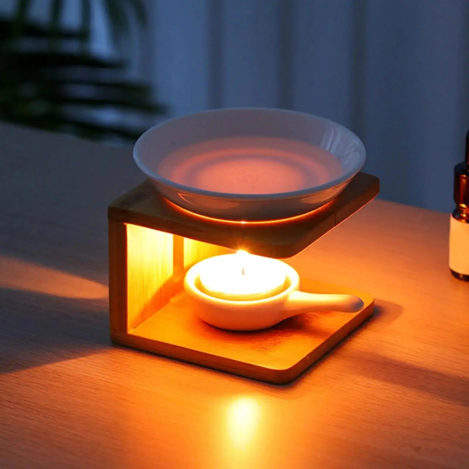 ATELIER-TIBET Diffuseur à Chaleur Douce en Bois et Céramique – Élégance Naturelle &amp; Parfum Subtil