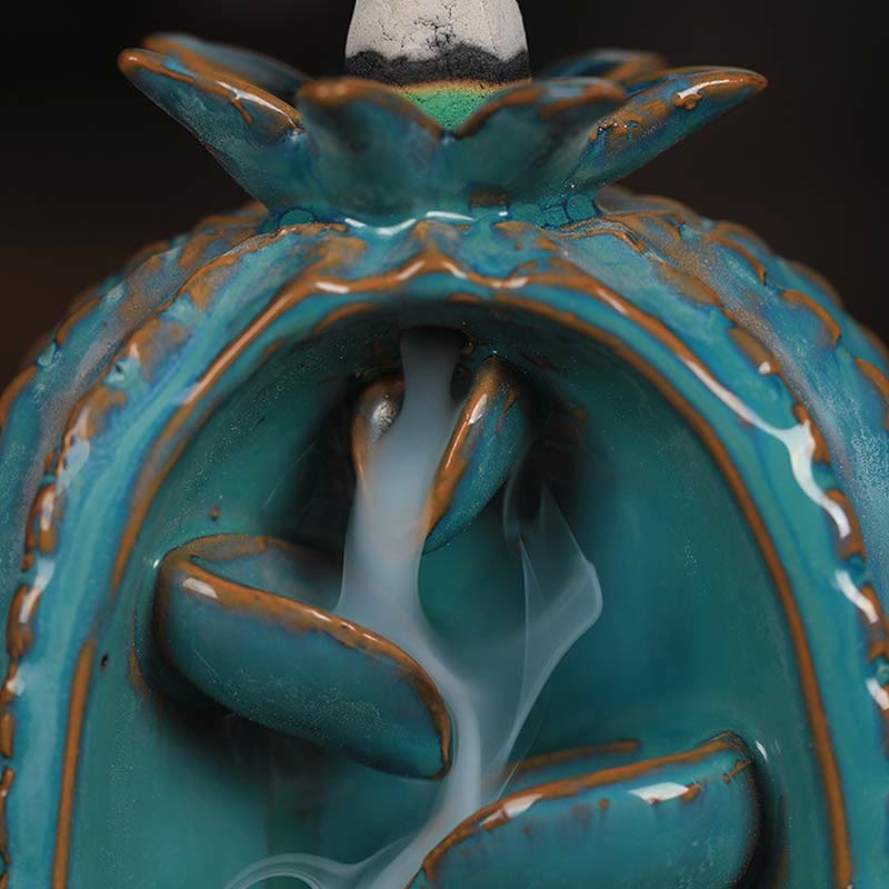 ATELIER-TIBET Brûleur d'encens à reflux en céramique Cactus Healing Smoke Fountain